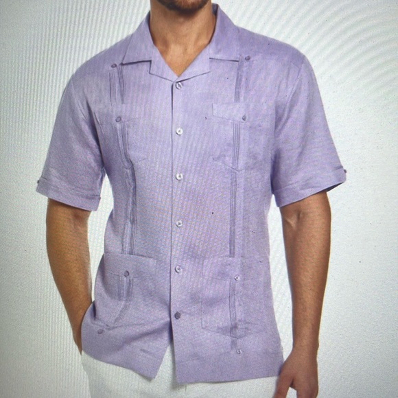 Cubavera 100% linen classic Guayabera shirt-short sleeve, camp collar NWT no tag - Picture 1 of 4